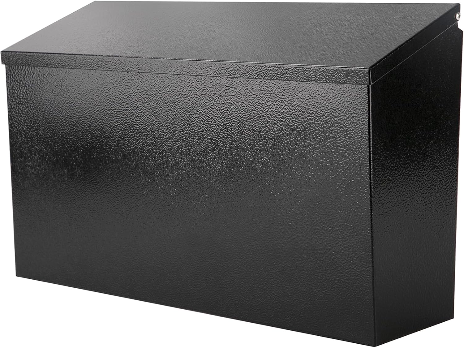 Wall-Mount Mailbox for Outside with Wall-Safe Flip Lid, Heavy Duty Rust-Proof Galvanized Steel, Orange Peel Textured Finish, Large Capacity Sloped Front for House Yard, 15.7"x 9.9"x 4.9" Blk