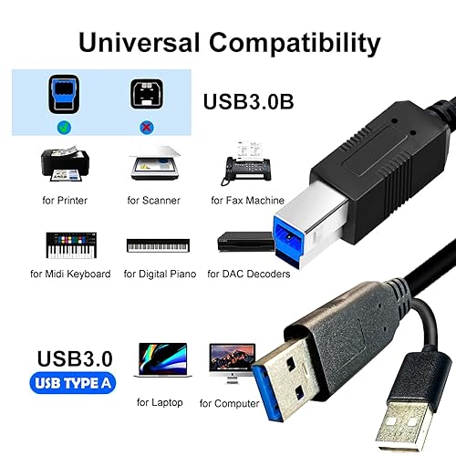 Miniatura 3 de YOTETION Extensor USB 3.0 de 25 pies, cable extensor USB (macho A a macho B) compatible con cámaras web, cámaras, teléfonos, concentradores USB,