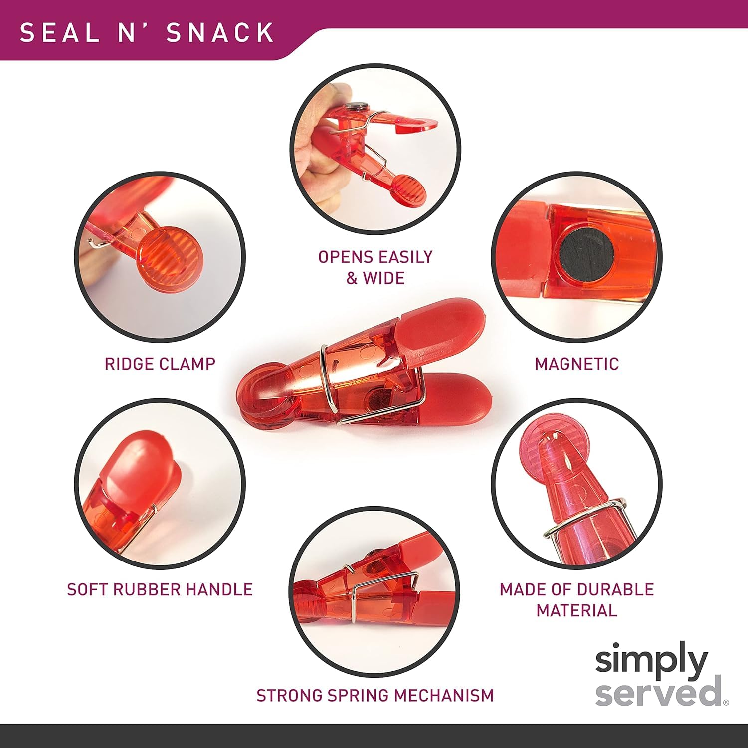 Magnetische Snack- und Chip-Clips, verschiedene Farben, 16 Stück