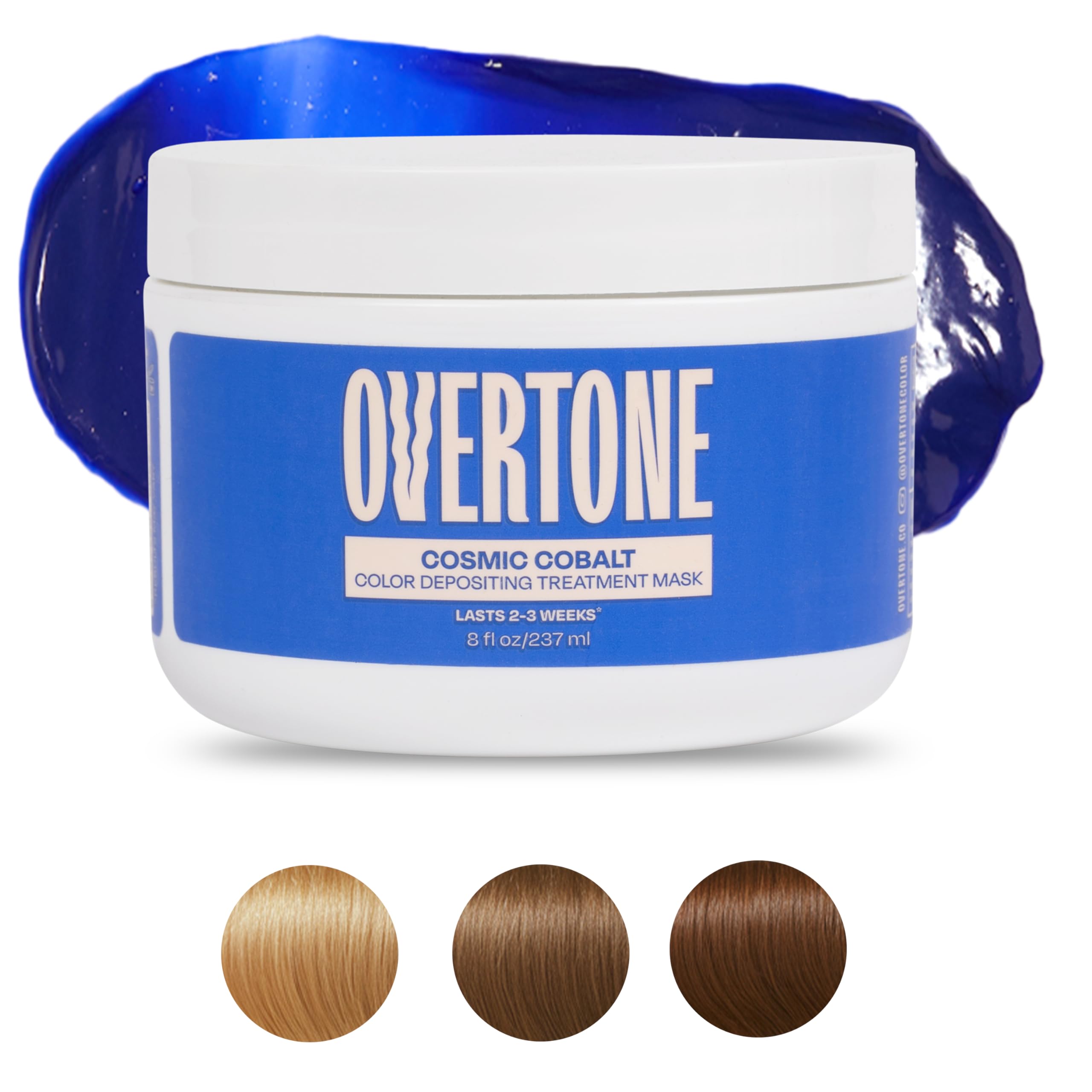 Overtone Haarfärbe-Conditioner, semi-permanent, 237 ml, für natürliches und gefärbtes Haar, feuchtigkeitsspendende Sheabutter und Kokosöl, vegan und tierversuchsfrei, extrem blau