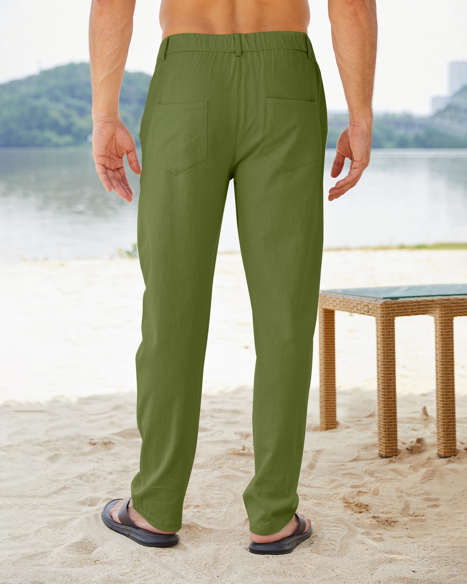 YAOHUOLE Pantalon Lin Homme Pantalon en Lin Homme Grande Taille Men Casual Yoga Pants