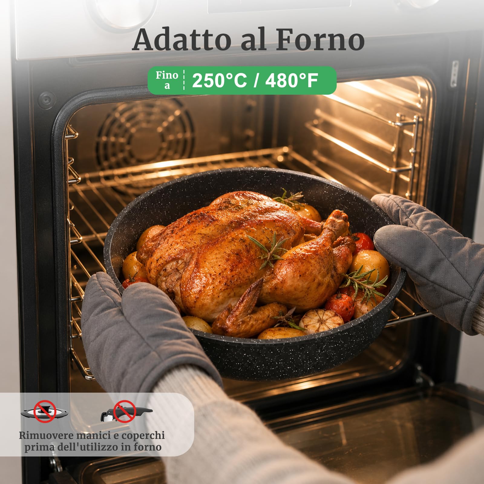 YASHE Pentole induzione 20 pezzi, atossiche, senza PTFE e PFAS | Senza PFOA Set Pentole e Padelle Antiaderenti in Granito, Pentole Impilabili, Salvaspazio per Camper e Monolocali