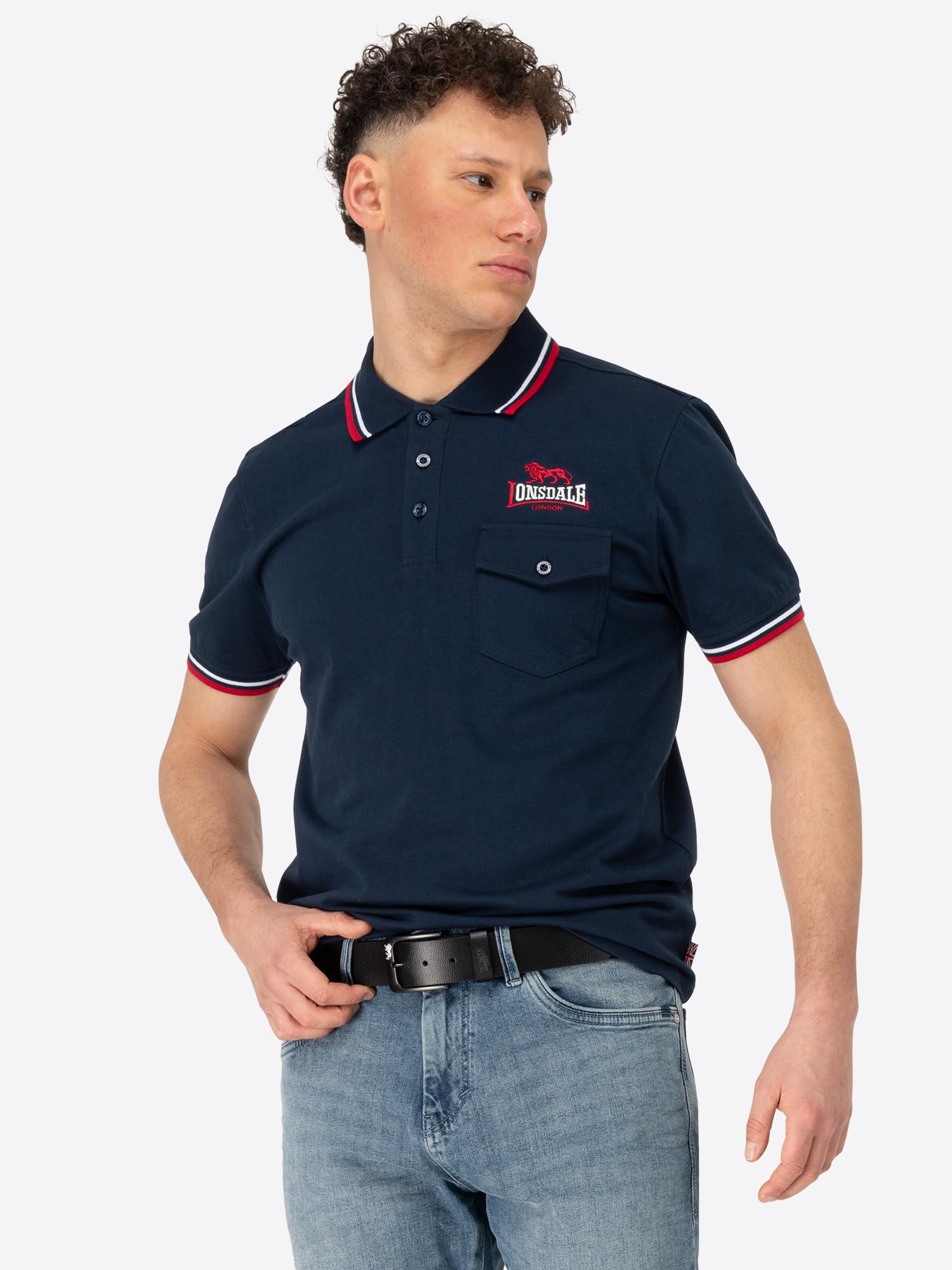Lonsdale Ceinture unisexe en cuir, noir, 130 cm