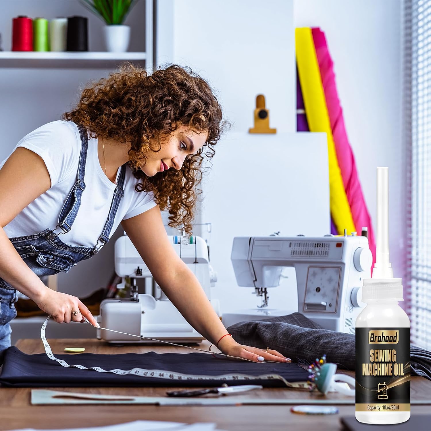 Brohood Sewing Machine Oil, Compatible with Singer Sewing Machine Oils, 1 FL.OZ Sewing Machine Oils and Lubricant with Needle Tip and Double End Brush, Light Machine Oil for Moving Parts, Tools