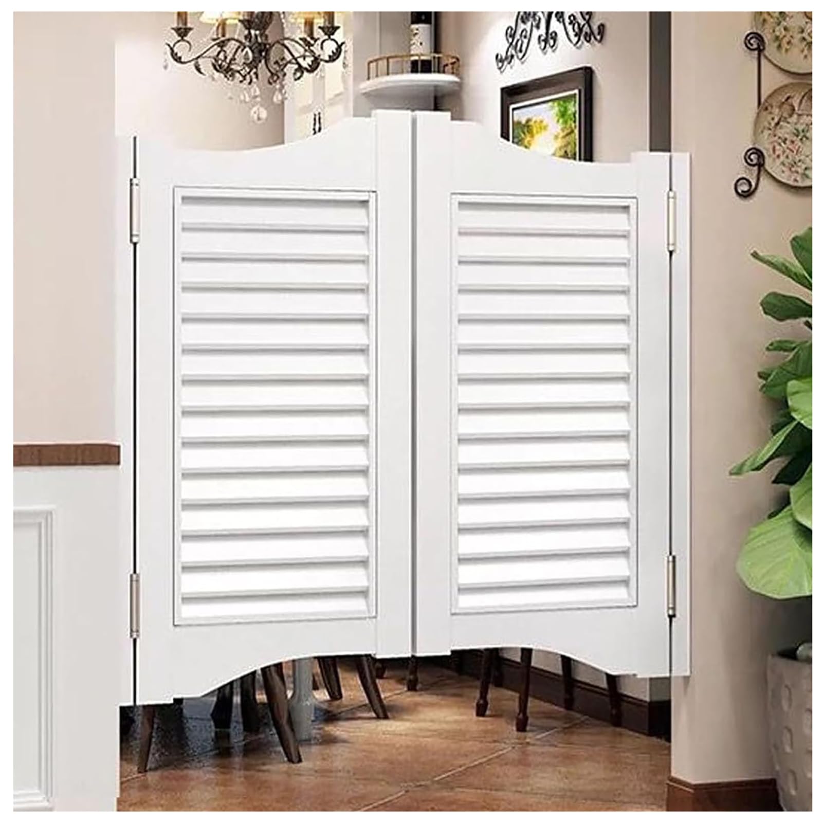 Porte Battante en Bois Interieur, Porte Western Saloon, Porte À Ressort Fermeture Automatique Cloison De Cuisine,Blanc,80x90cm