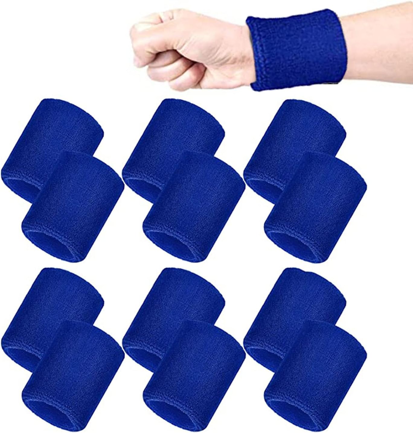 KASTWAVE 12 Pack Sweatbands Sports Wristband Cotton Sweat Band for Men Women, Good for Tennis, Basketball, Running, Gym, Working Out