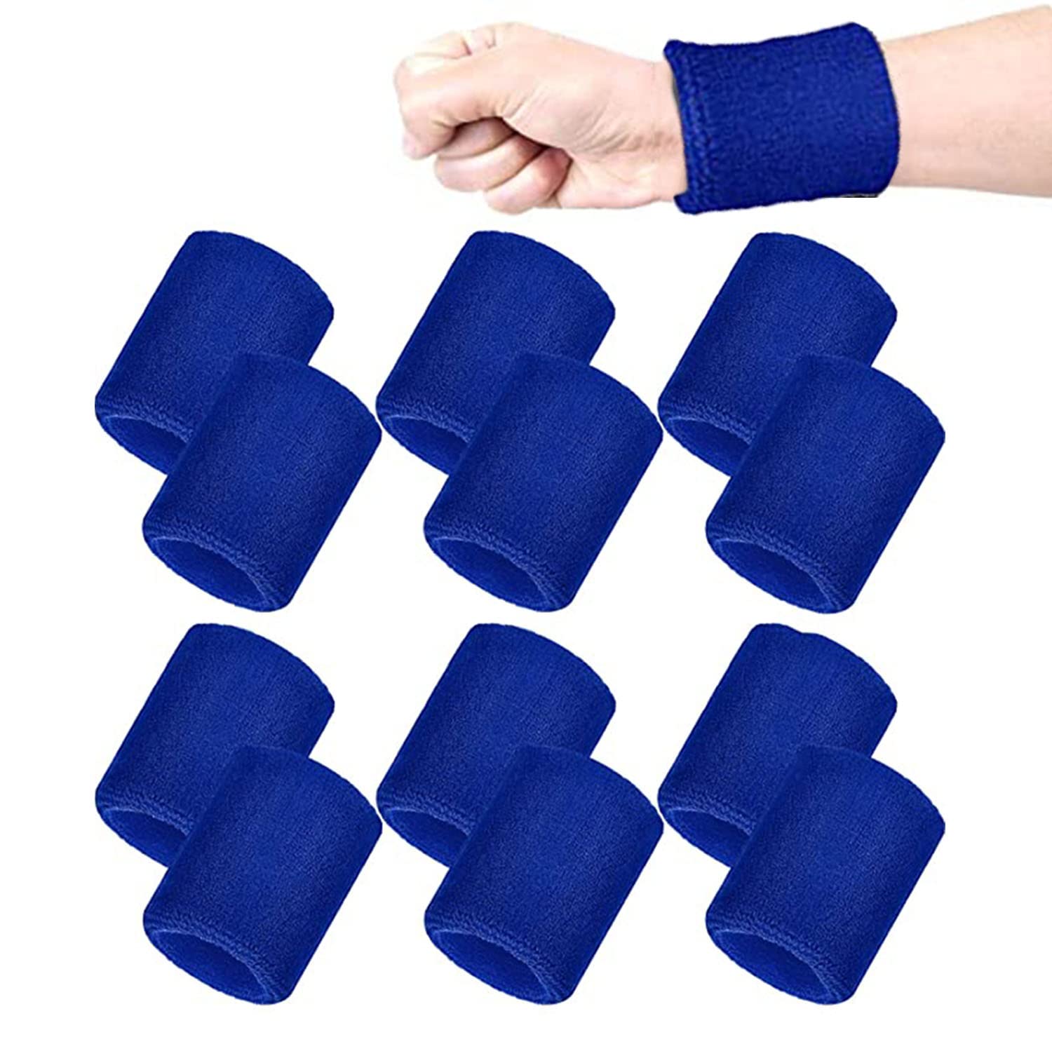 12 Pack Sweatbands Sports Wristband Cotton Sweat Band for Men Women, Good for Tennis, Basketball, Running, Gym, Working Out