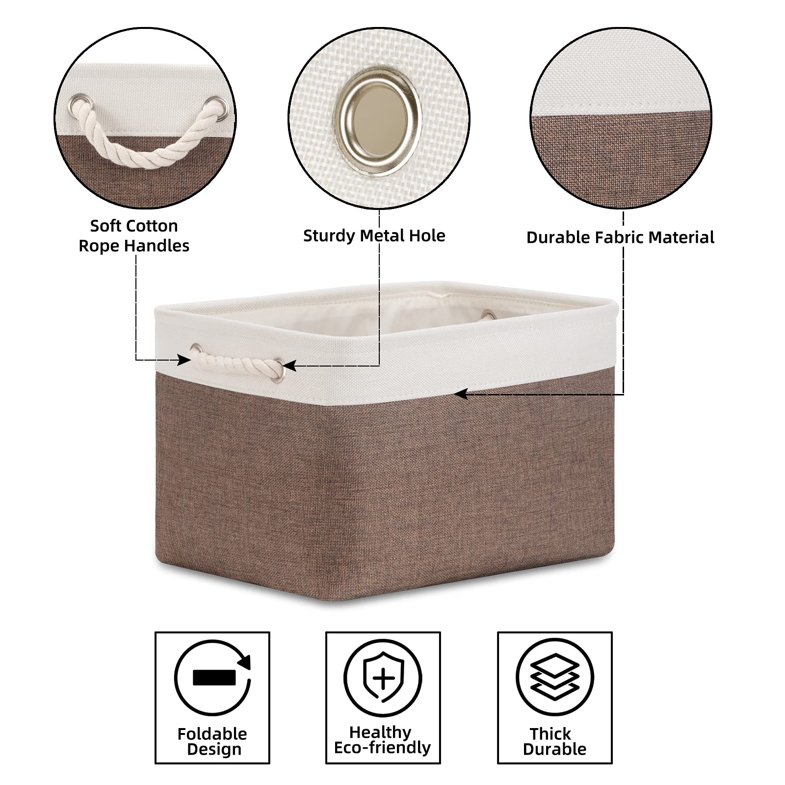 Bidtakay Cestas de almacenamiento de tela para estantes [3 unidades] cestas de almacenamiento decorativas para organizar 15 x 11 x 9.5 pulgadas, armario de guardería, organizador plegable de