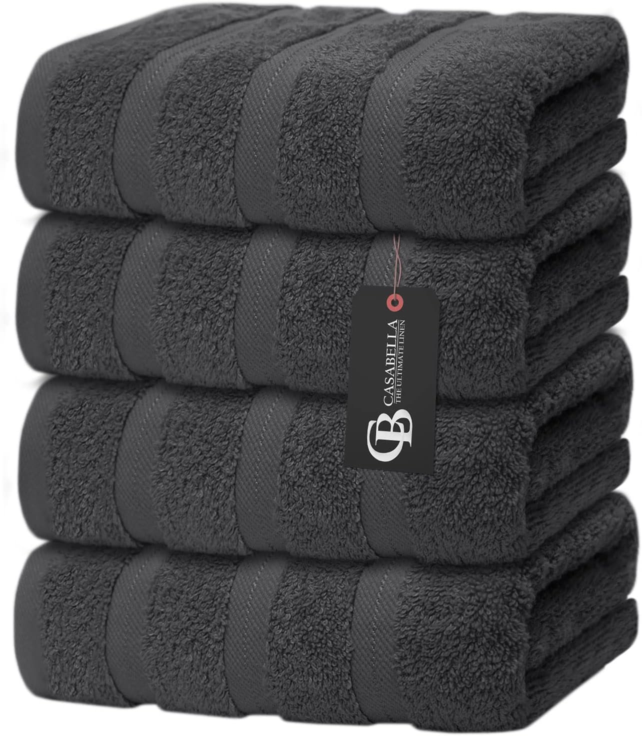 Casabella Luxury 4 Grey Hand Towels Super Quality 100 Combed Cotton