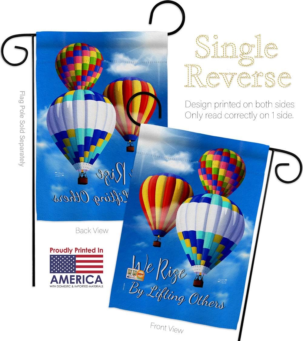 3 Hot Air Balloon Garden Flag Set Wall Holder Summertime Beach Pool Luau Tropical Party Season Outdoor Sunny Small Decorative Gift Yard House Banner Made In USA 13 X 18.5