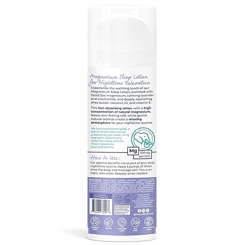 Vista 5 de Natural Elephant Loción de magnesio del Mar Muerto – Humectante corporal perfumado a lavanda Sleeptime Magnesio tópico con minerales del Mar