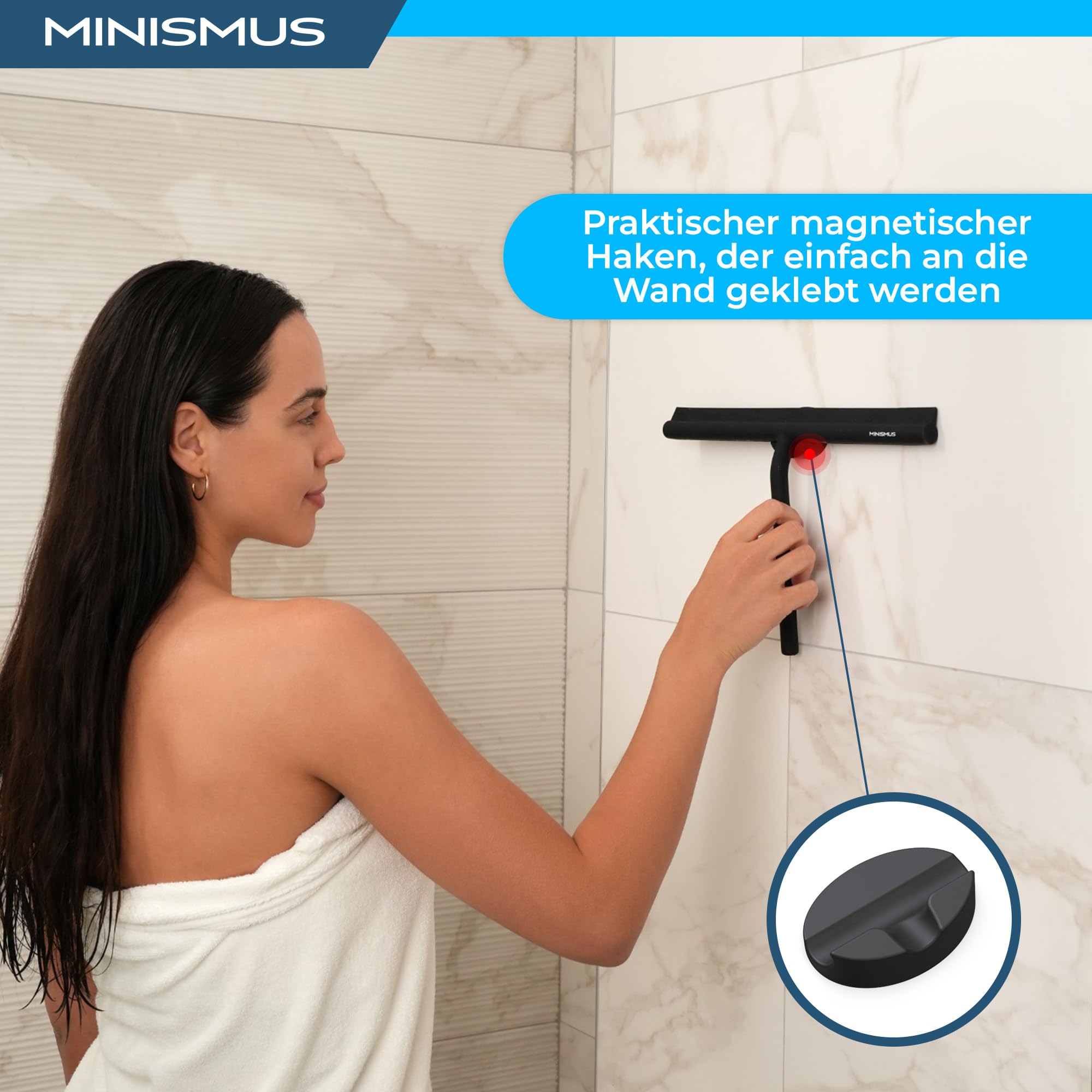Minismus Duschabzieher 28cm - Silikonkante Mit Magnethalterung Ohne Bohren
