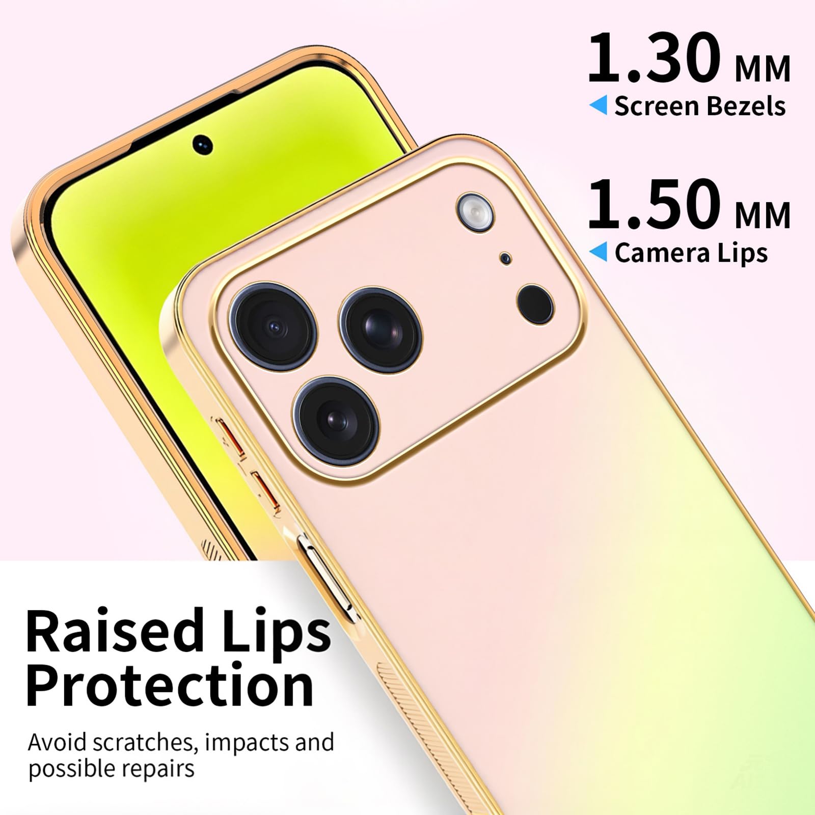 Sottile Custodia per iPhone 17 Pro Max/17 Pro/17 Air/17, Glassata Gradiente | Lusso Galvanizzazione Cornice Caso Completa Fotocamera Protezione Cover Compatibile con Ricarica Wireless