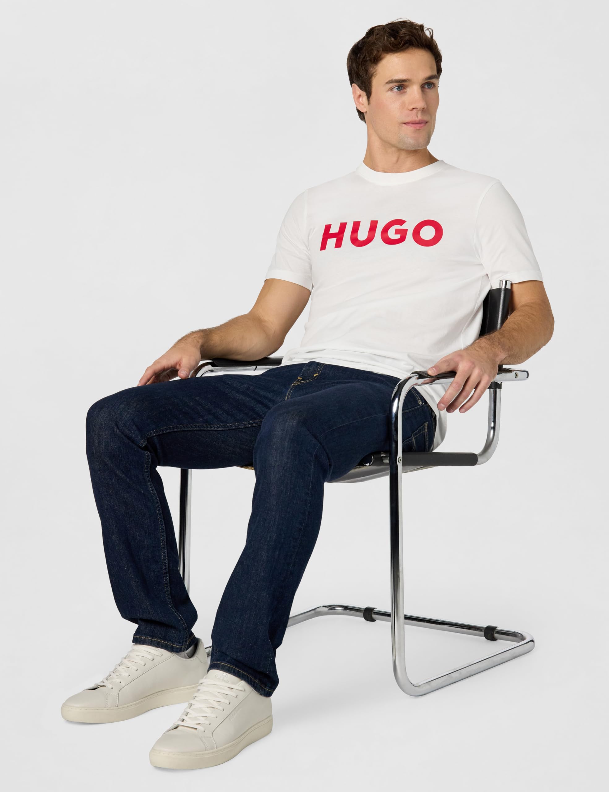 HUGO Mens Print Logo Short Sleeve T-Shirt, Ultra White, XX-Large US