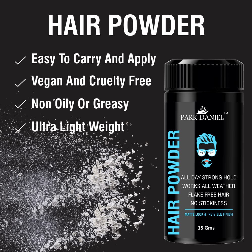 Park Daniel Hair Volumizing Powder strong hold | Matte Finish | 24 hrs hold | Natural & Safe Hair Styling Powder Pack of 1 15 Gms 3