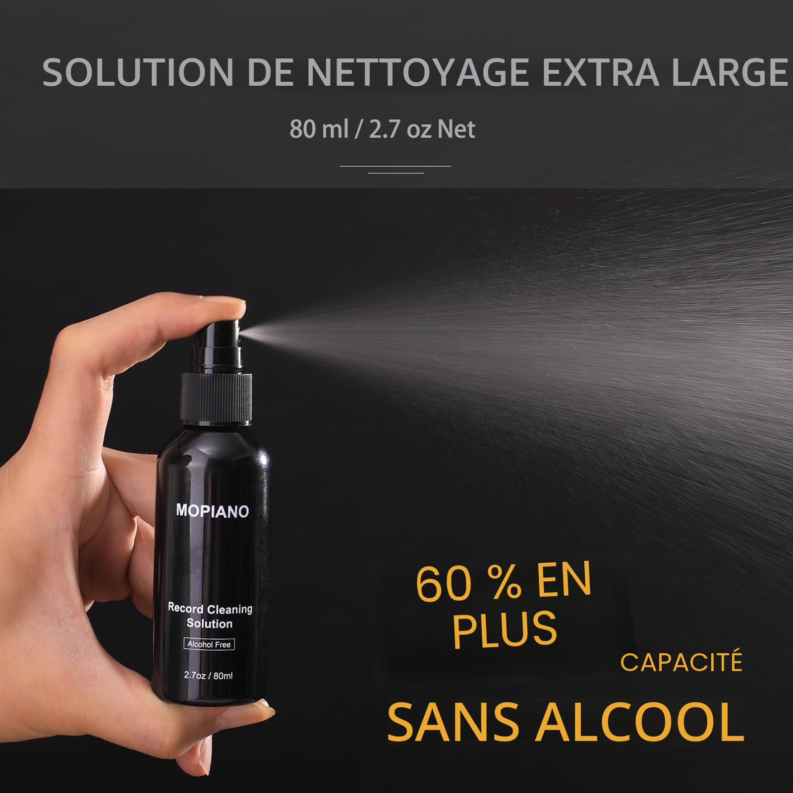 Kit de nettoyage de disque en vinyle Mopiano | Kit complet de nettoyage de disque vinyle 6-en-1 pour albums | Comprend une brosse en velours doux pour disques vinyles, liquide nettoyant pour LP