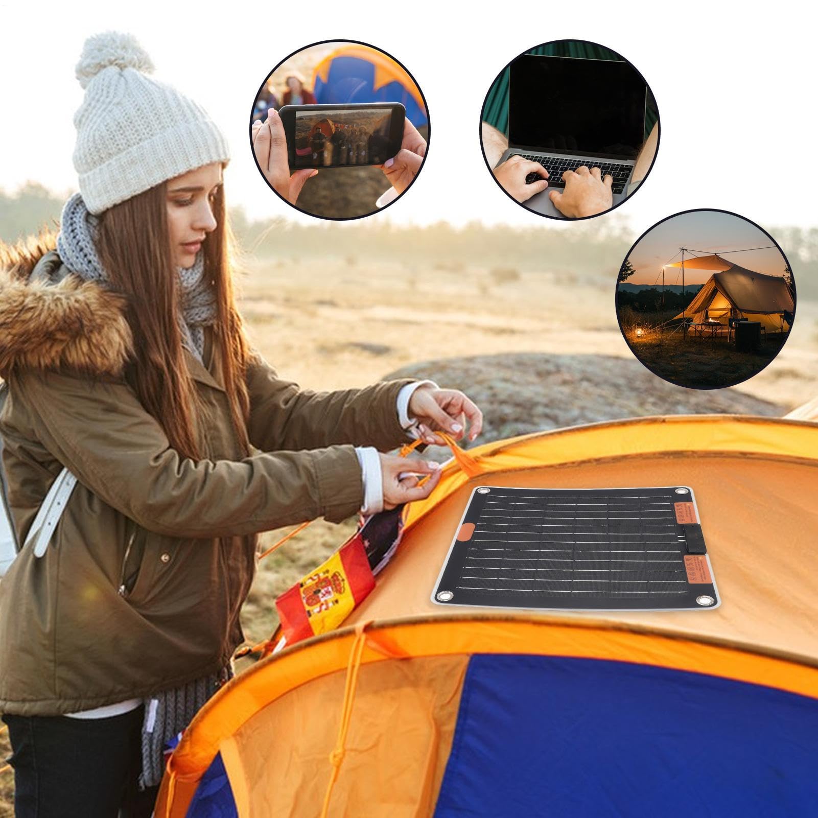 Solar Panel Battery Charger, 30w Fast Charging Power Bank, Portable Monocrystalline Pack, Usb Ports Backup Power for Camping, Hiking, Backpacking, 1.06x0.98x0.12 inches