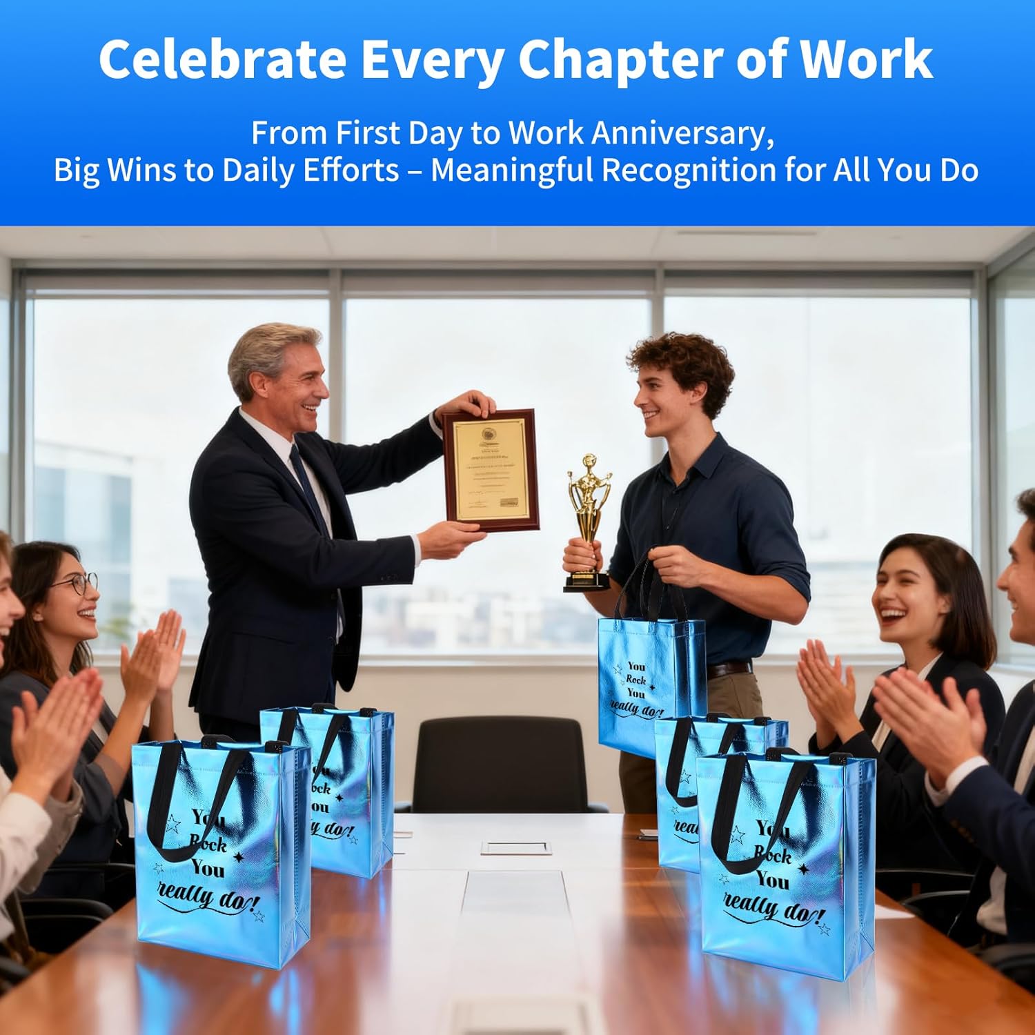 40 Pcs Reusable Gift Bags with Handles - Include 20 Iridescent Gift Bags & 20 Tissue Paper - Employee Appreciation Gifts Bulk for Staff, Team, Coworker, Teachers, Nurse, Thank You Gifts (Colorful) - Image 5