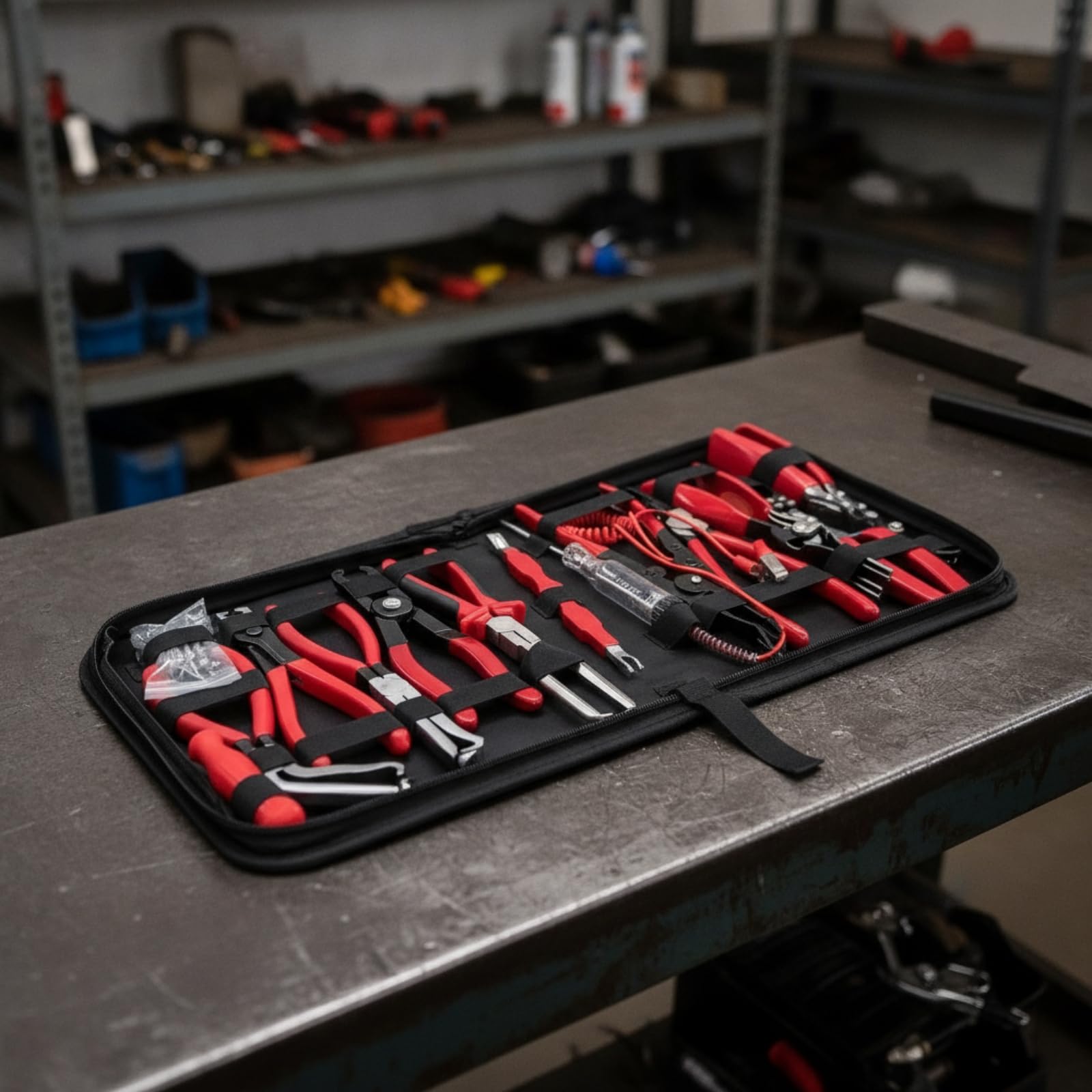14 Piezas Kit Herramientas con Estuche Transporte Portátil Juego Herramientas con Estuche Plegable para Taller