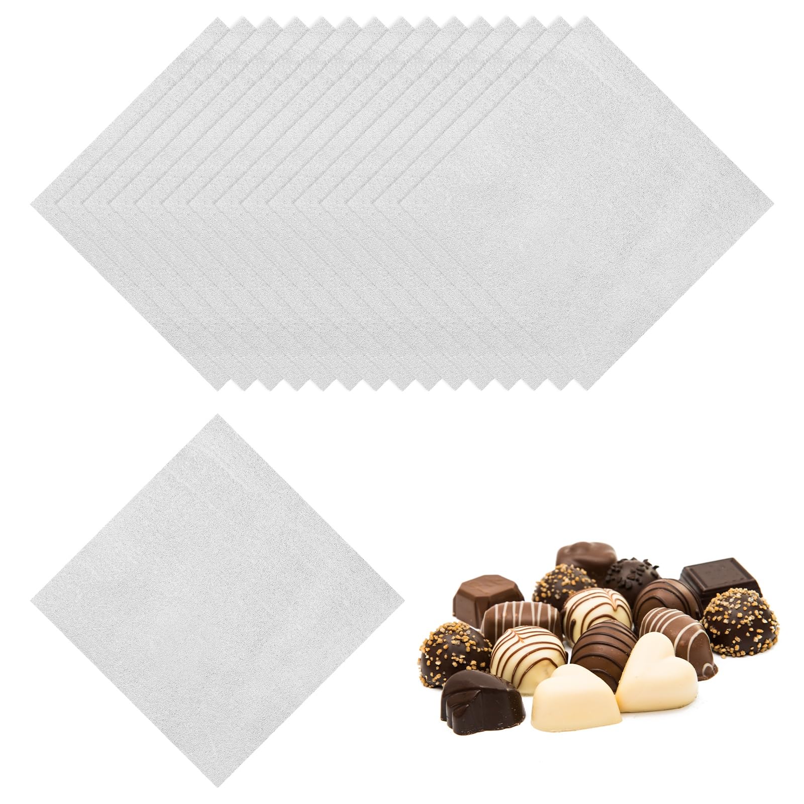 Emballages carrés en feuille d'aluminium pour bonbons et décors de fête argentés