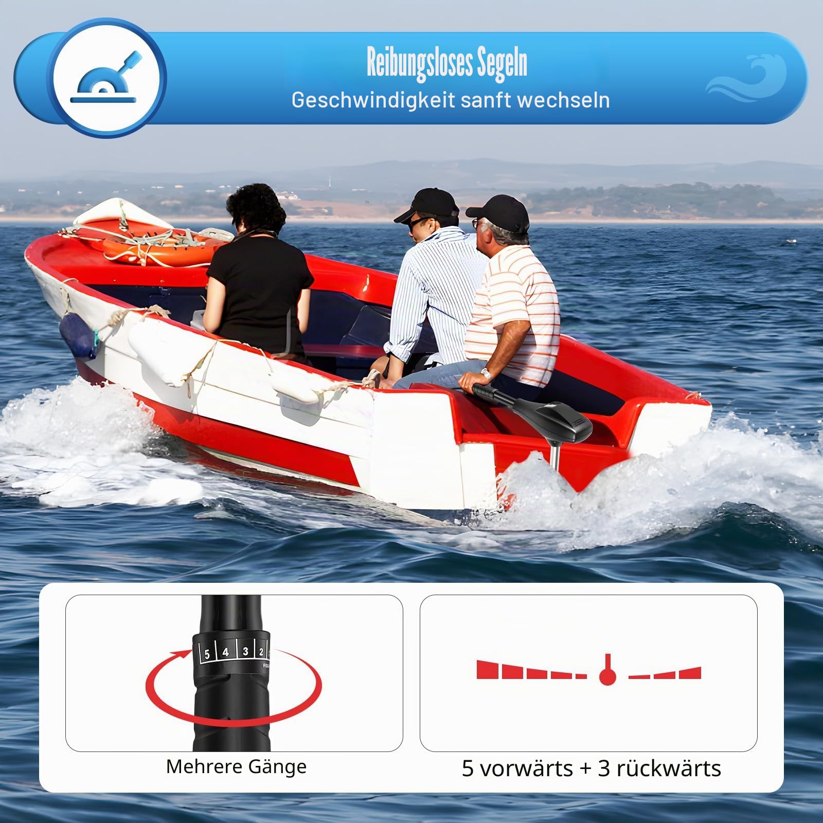 58LBS Elektromotor Außenborder, 12V 612W Bootsmotor, Elektro Outboard, Höhenverstellbar, Mit Batterieanzeige, mit 5 Vorwärts & 3 Rückwärtsgängen, für Schlauchboot mit Elektromotor, Kajak, Motorboot