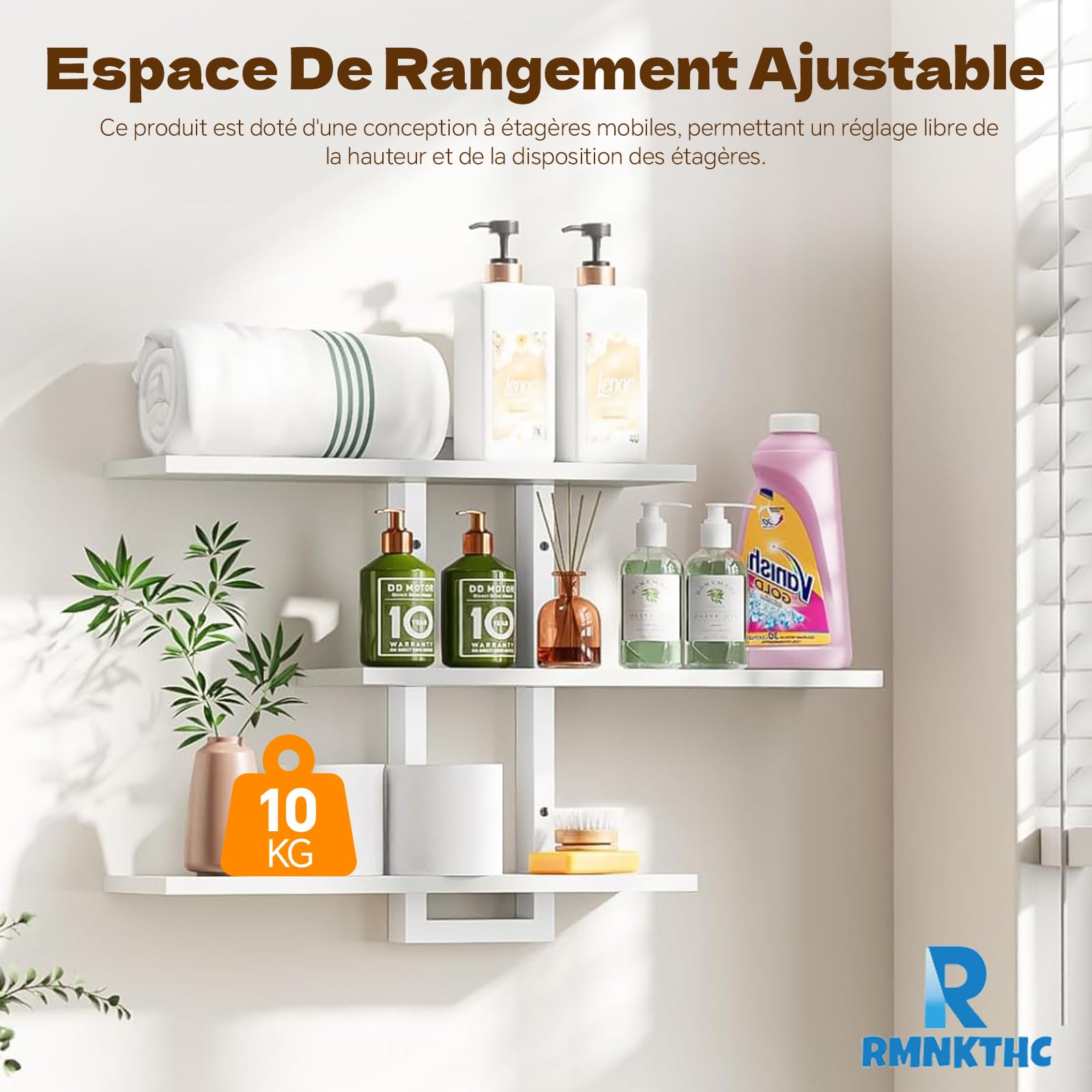 Étagère murale flottante à 3 niveaux, rangement mural