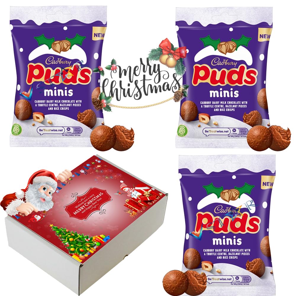 3 x Christmas Puds Minis Bag 73g with christtmas Gifft Box - Cdb