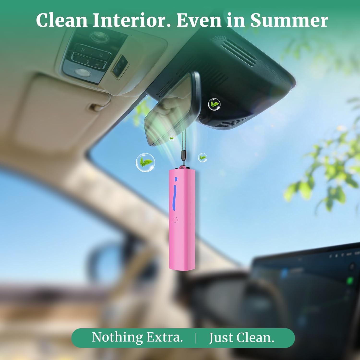 Car Air Freshener with Fragrance-Free, Hanging Car Air Freshener with Ions, Helps keep your car feeling fresh, Small Portable USB Rechargeable for Daily Driving, Home, Office(F6I Pink) - Image 5
