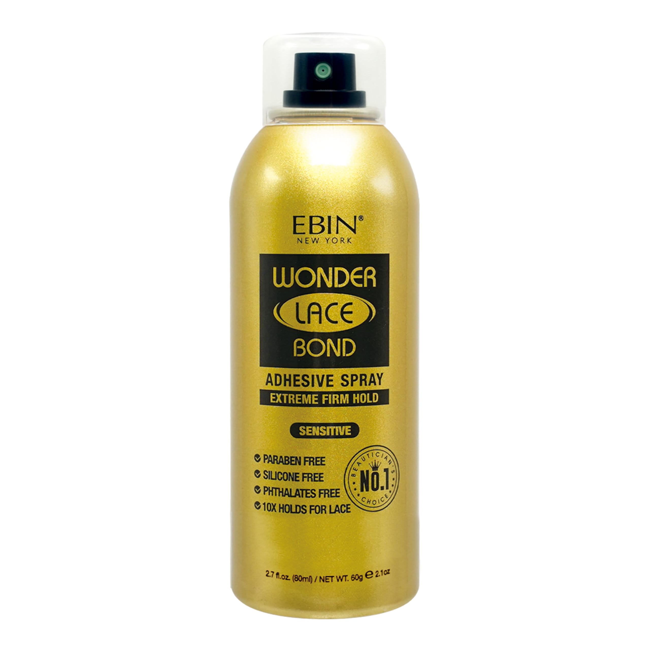 Wonder Lace Bond Adhesive Spray - Sensitive 2.7fl.oz./80ml | Fast Drying, No Residue, Long Lasting Formula with Protecting Edges Lace Front Wig Bond