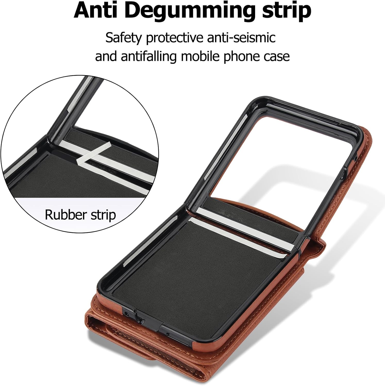 Motorola Razr 40 Ultra/Moto Razr Plus 2023 Wallet Case with Crossbody Wrist Strap Lanyard Credit Card Holder Slot Stand RFID Blocking for 5G XT2321-3 Women Men Girls Brown