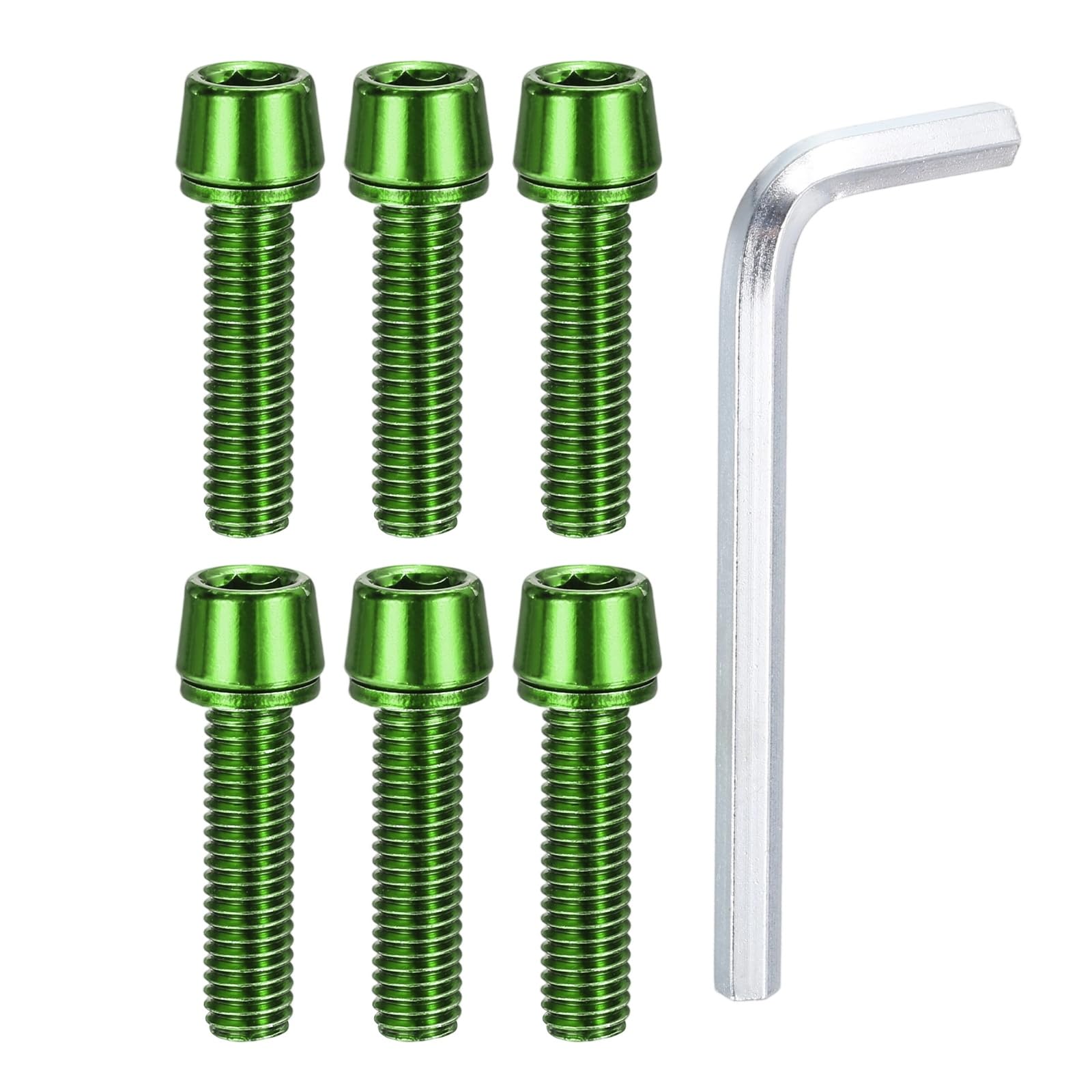 PATIKIL M5 x 20mm Bike Stem Bolts Screws, 6pcs Hex Tapered Bolt Screw with Washers and Wrench for BMX MTB Road Bike Bicycle Stem, Cyan โ image 1