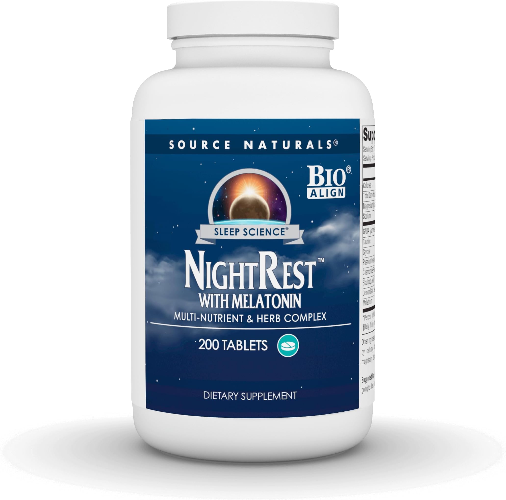 Source Naturals NightRest with Melatonin - Multi Nutrient and Herb Complex - 200 Tablets
