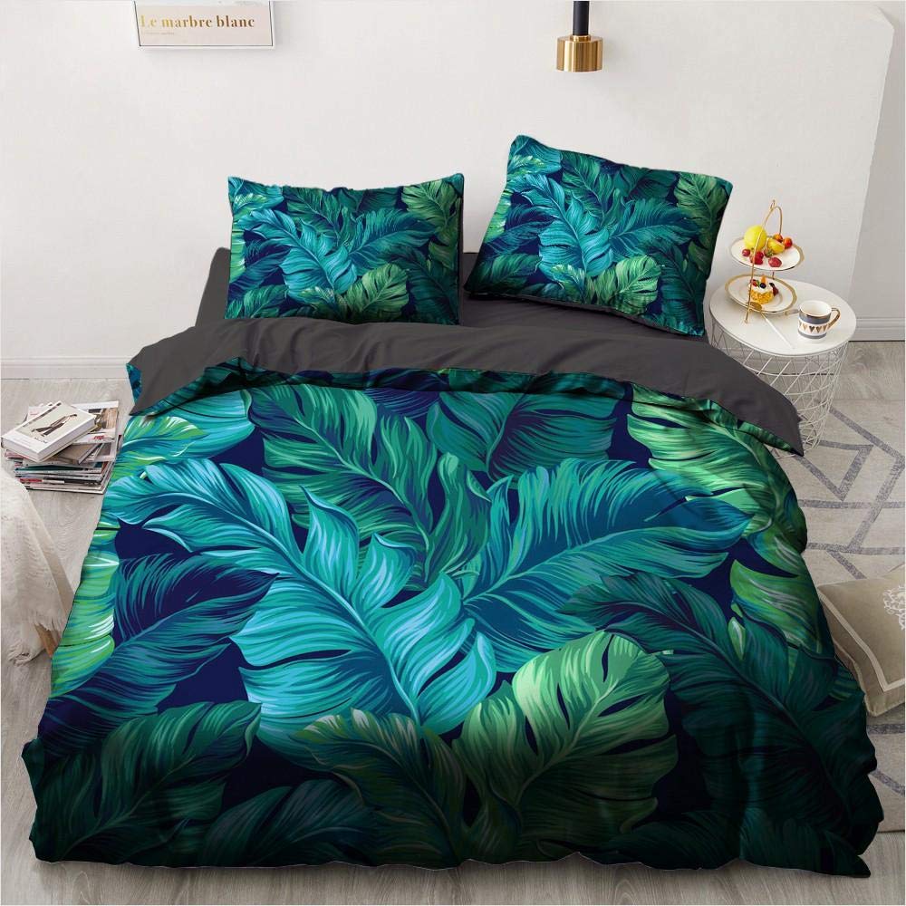 Housse de couette 200x200 tropicale avec taie d'oreiller parure de lit microfibre 120GSM