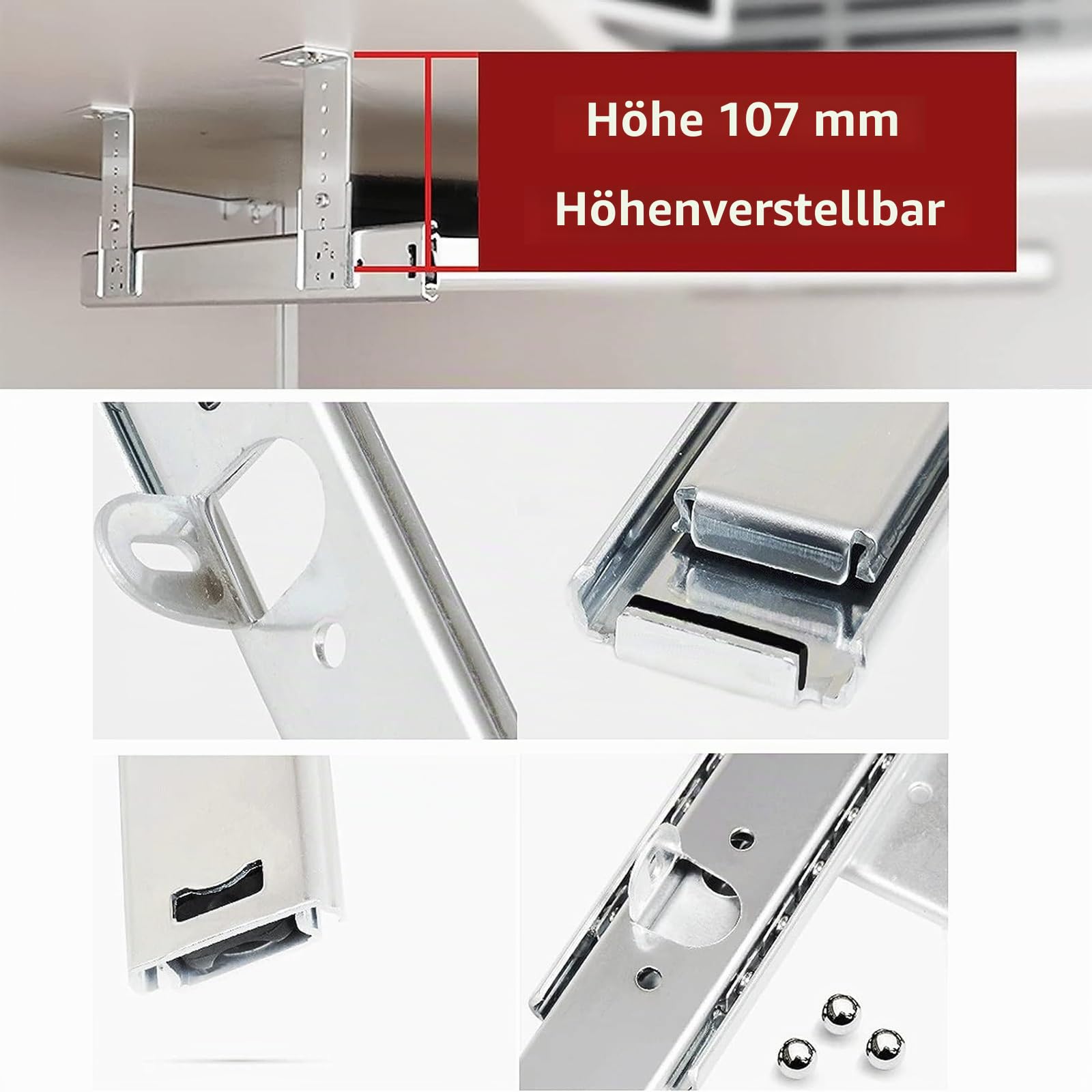 Schubladenschienen unter dem Schreibtisch, 1 Paar, 60 kg Tragfähigkeit, Schubladenführungen mit Schrauben, Gleitführungen für Tische, ausziehbare Organizer-Ablagen.