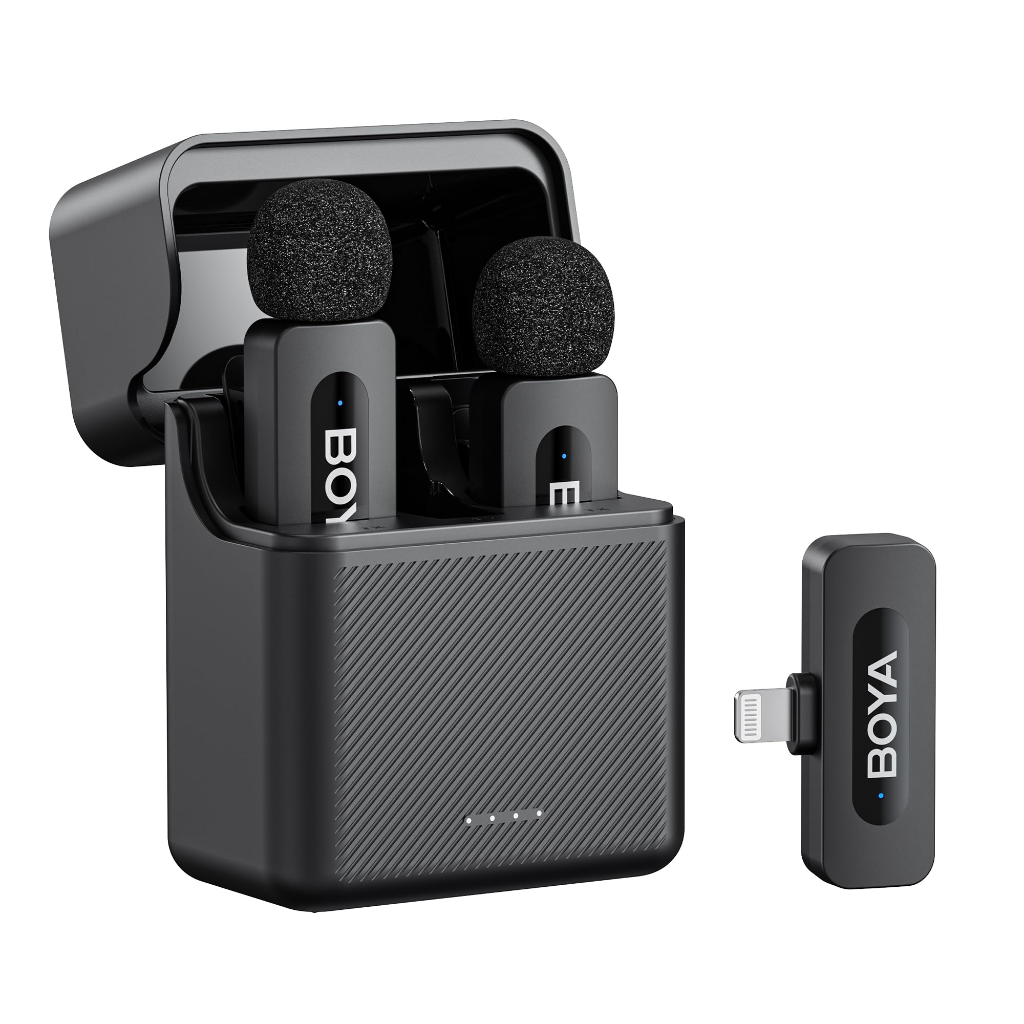 BOYA BY-V3 Microphone Wireless for iPhone Android, Mini Microphone, 36h Use, Each TX 9h, Noise Cancelling, 328ft