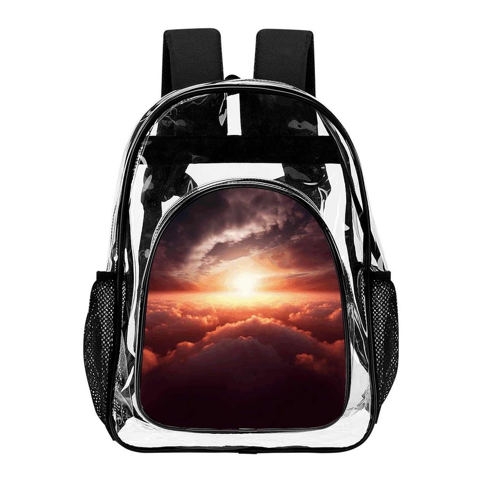 Sun Sunrise Cloud Clear Rucksack, groß, transparent, PVC, Büchertasche für Sicherheit, Arbeit, Reisen, Stadion