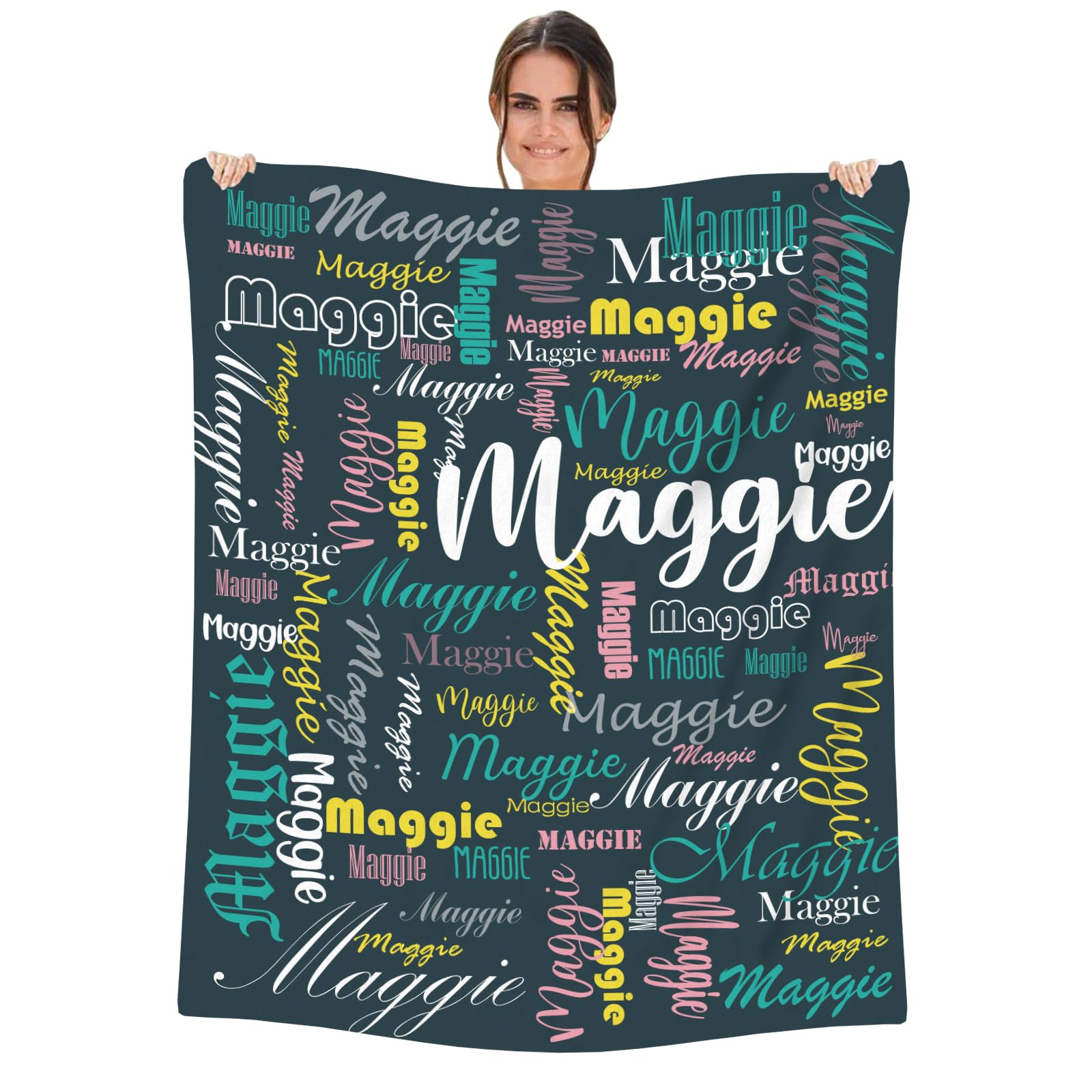 NIBESSER Personalised Baby Blanket with Names Custom Blankets Personalised Baby Gifts Customised Blanket for Boys Girls Newborn Toddlers Kids Adults Mom Dad Family Friends Dogs