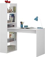 Habitdesign Mesa de Ordenador, Escritorio con Estanteria Reversible, Blanco Artik, Modelo Duplo, Medidas: 120 cm (Ancho) x 53 cm (Fondo) x 144 cm (Alto)