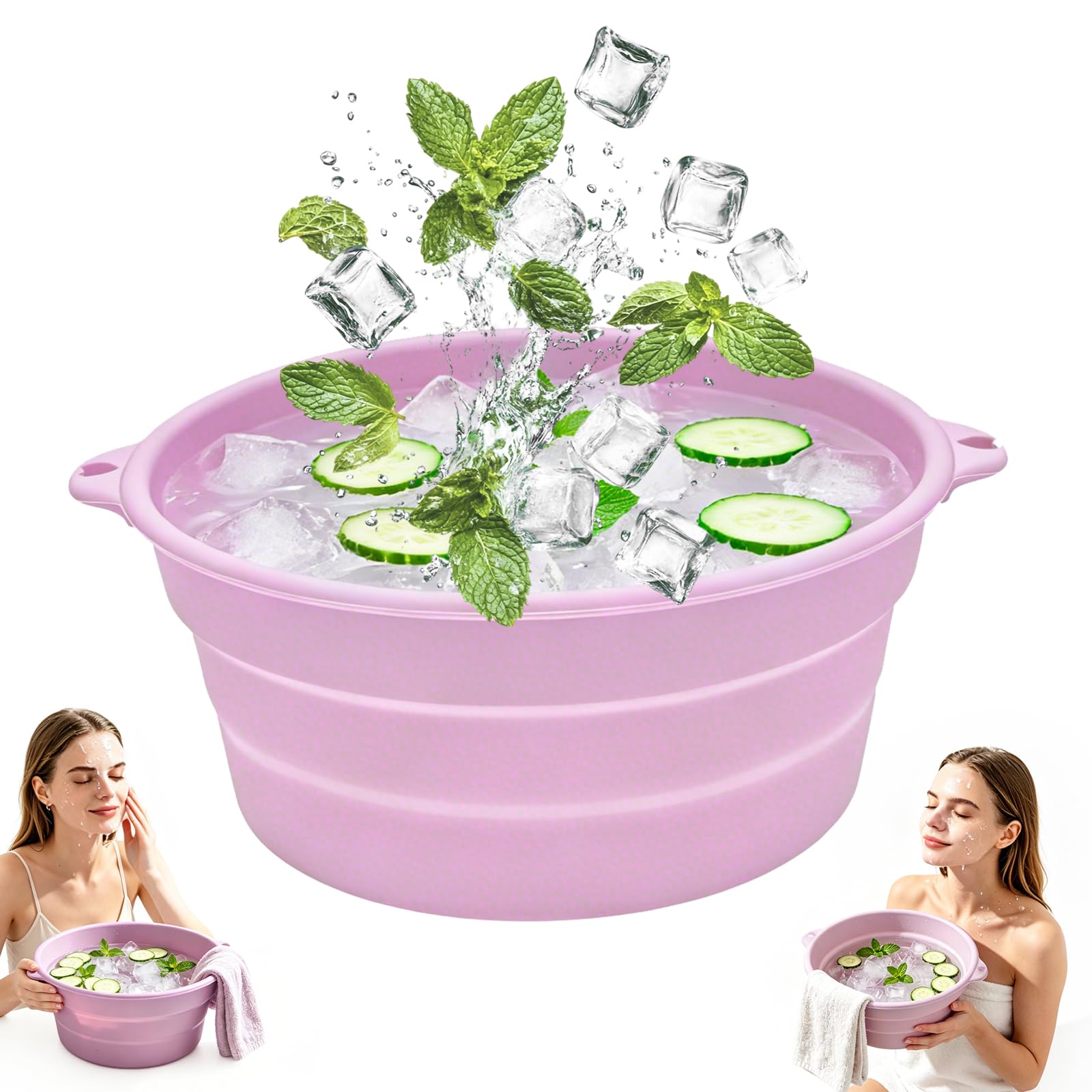 ATopoler Ice Bowl for Face, Foldable Silicone Ice Face Bowl with Built-in Icetray, Quick Cooling Facial Washing Basin for Soothe Skin, Reducing Swelling, Wash Basin for Home Use or Travel(Fish Scale)