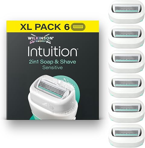 Wilkinson Sword Intuition Soap & Shave Sensitive Women's Razor, 6 Refills