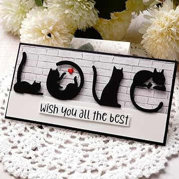Lapoo 3D Backgrounds Metal Cutting Die for Scrapbooking, New Cutting Dies DIY Album Card Making Decor Paper Craft Metal Die Cuts Party Wedding Decorations Cute Cat 3.6 x 2.7 in