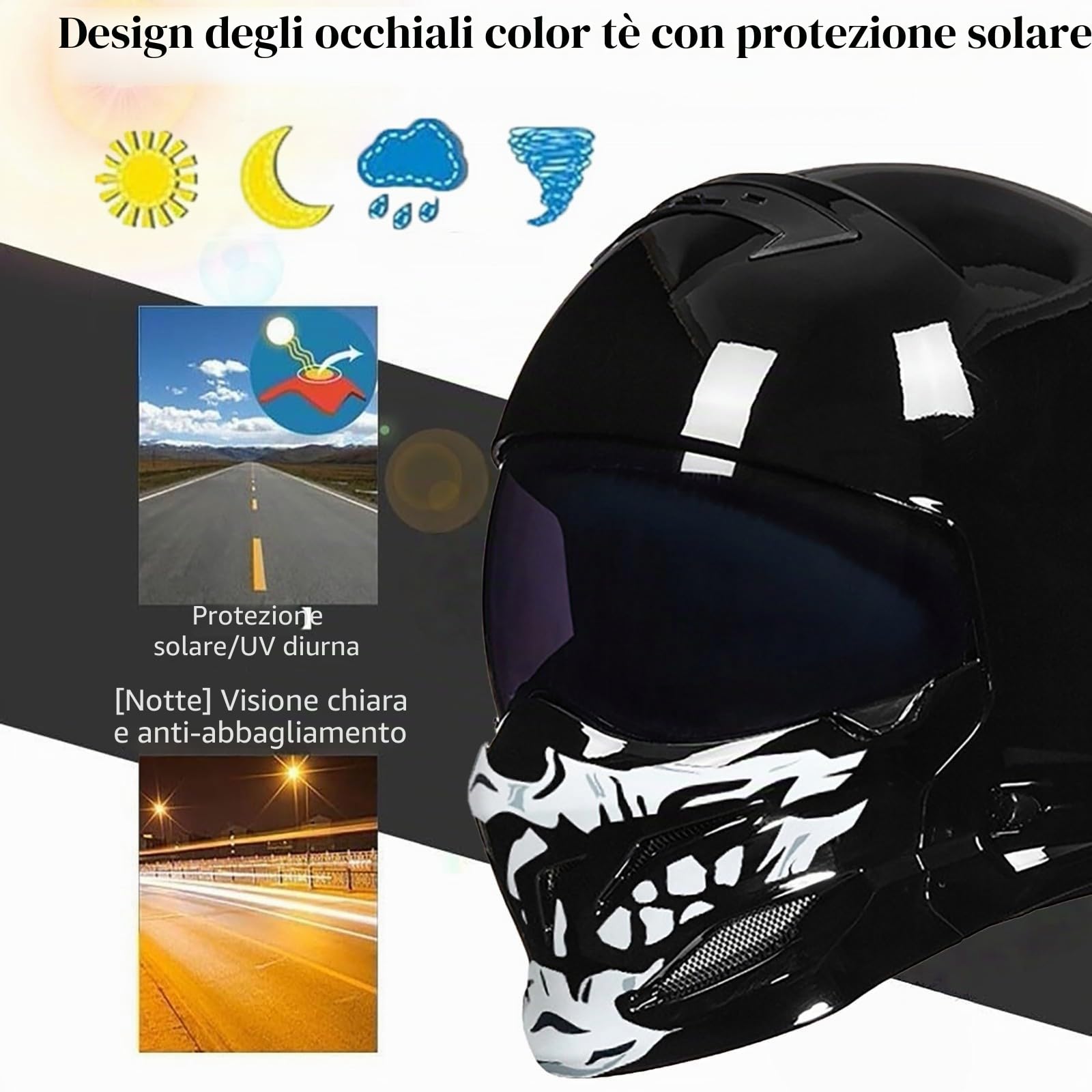 Casco Integrale Da Moto, Casco Da Moto Aperto Per Scooter, Ciclomotore, Cruiser, Caschi Da Moto Vintage Per Uomini E Donne Adulti, Omologato ECE 22.05