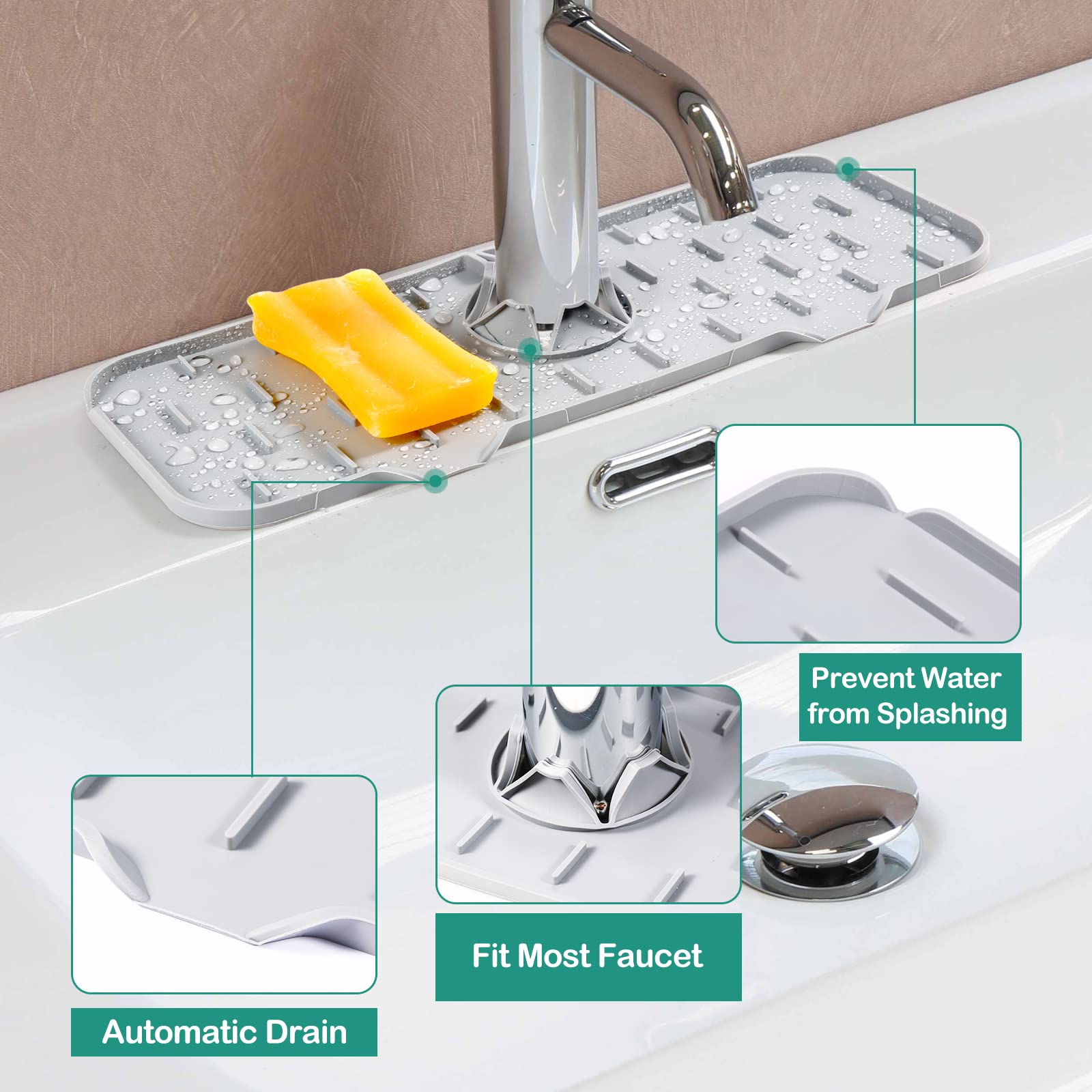 Protection Anti-Éclaboussures Pour Évier De Cuisine De 61 Cm, Tapis De