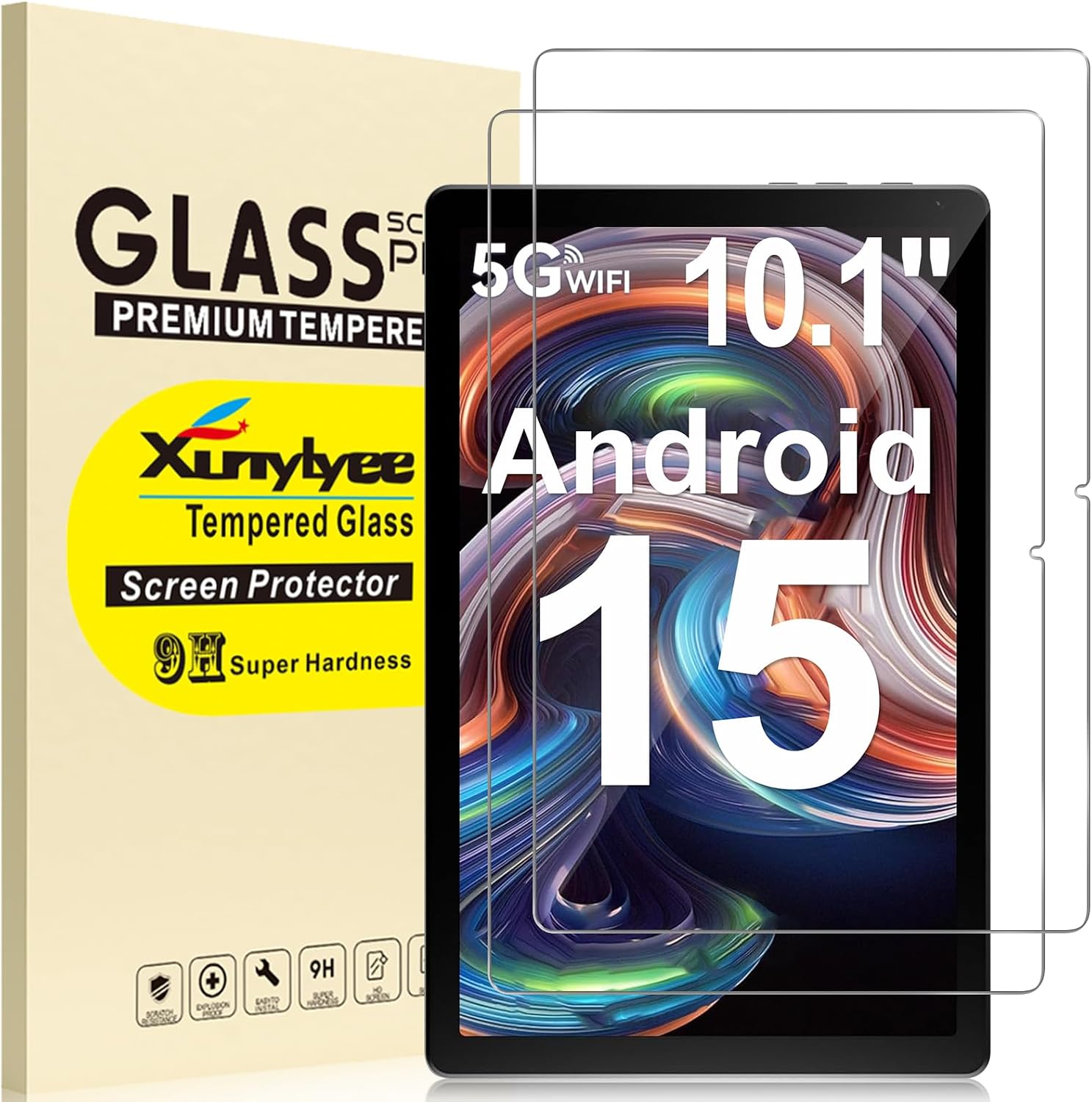 for Evermyth Tablet 10.1 Inch Android 16 15 14 Screen Protector, | Android 10.1" Upgraded Tablet 10 Inch Tempered Glass Film, 9H Hardness, Anti-Scratch [9.21" * 6.02", 234mm *153mm], 2 Pack