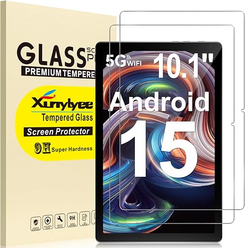 for Evermyth Tablet 10.1 Inch Android 16 15 14 Screen Protector, Android 10.1" Upgraded Tablet 10 Inch Tempered Glass Film, 9H Hardness, Anti-Scratch [9.21" * 6.02", 234mm *153mm], 2 Pack