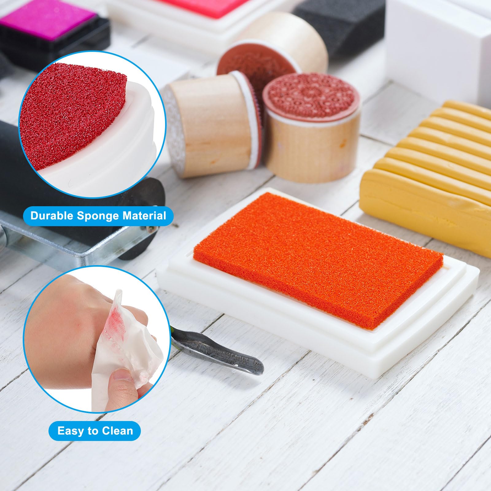 PATIKIL Craft Ink Pads for Stamps 2 Pcs Washable Finger Print Ink Stamp Pad Color DIY Rainbow for Rubber Stamps Paper Scrapbooking Fabric Wood - Image 3
