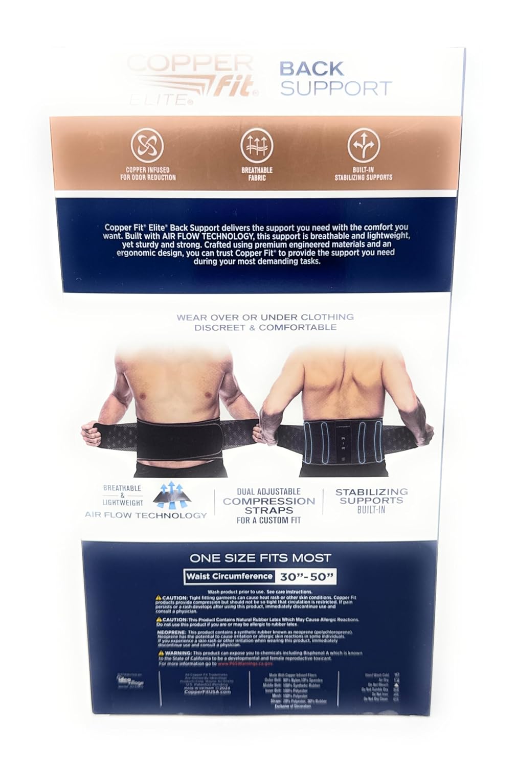 Copper Fit Elite Air Back Support Brace with Airflow Technology, Adjustable Compression Straps, Double Band, One Size Fits Most - Image 3