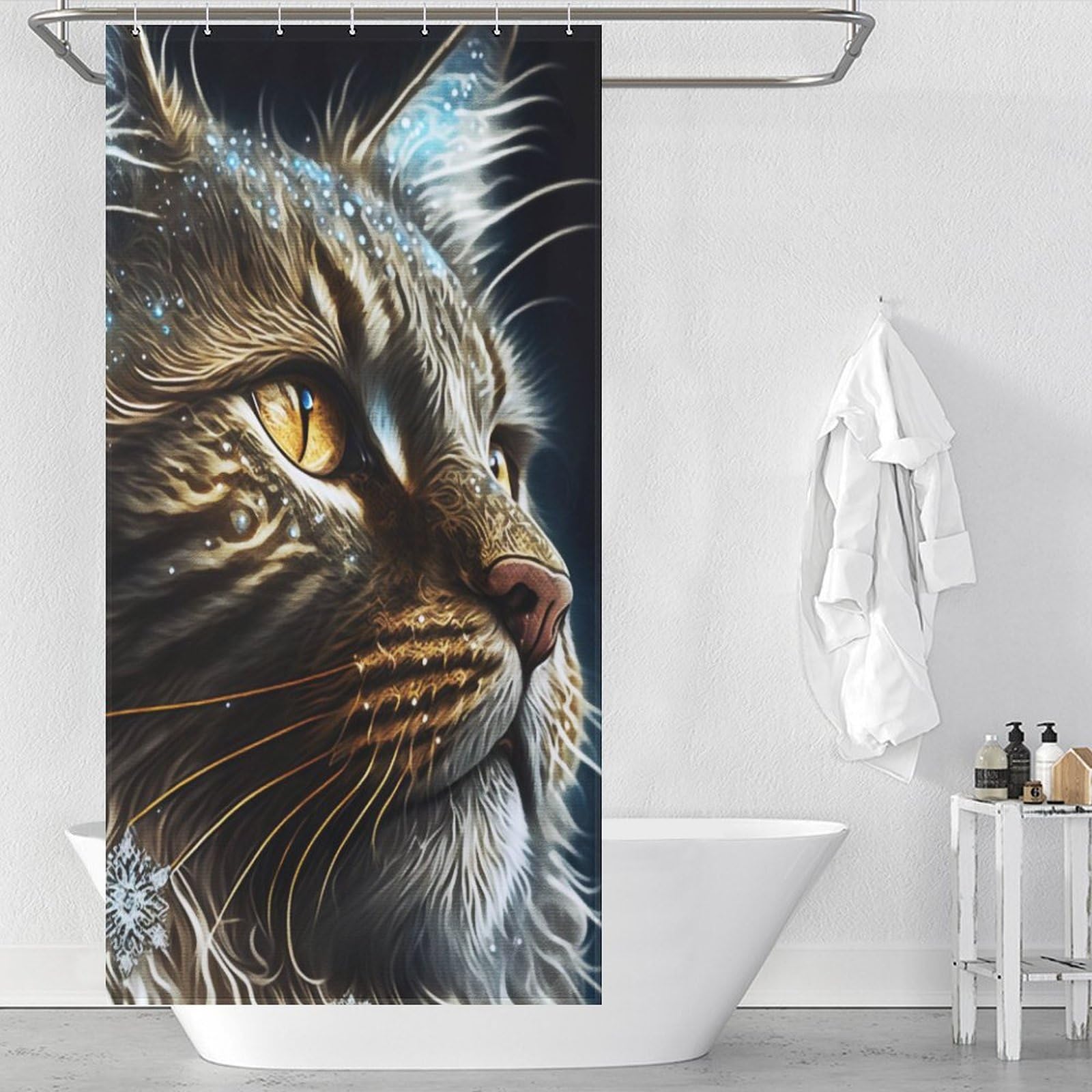Rideau de douche chat baignoire rideau imperméable polyester 90x180