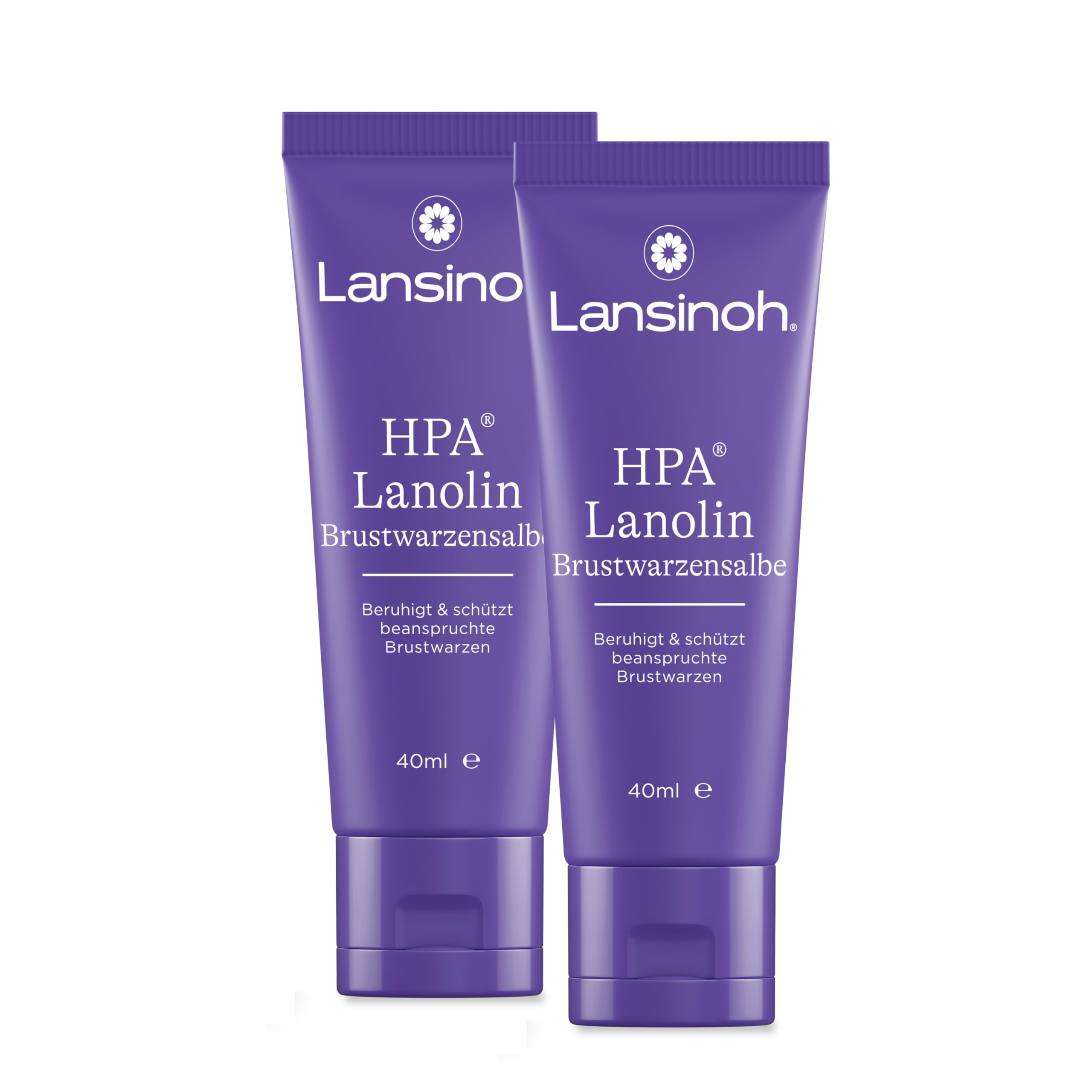 Lansinoh HPA Lanolin Brustwarzensalbe, 2 x 40 ml - beruhigt & schützt beanspruchte Brustwarzen - 100 % natürlich & klinisch getestet