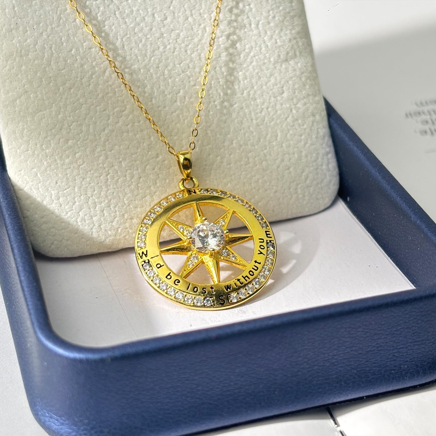 Compass Necklace for Women, Gifts for Her, Wife Birthday Gift Ideas - I'd Be Lost Without You(18k Real Gold Filled With S925) - Image 4